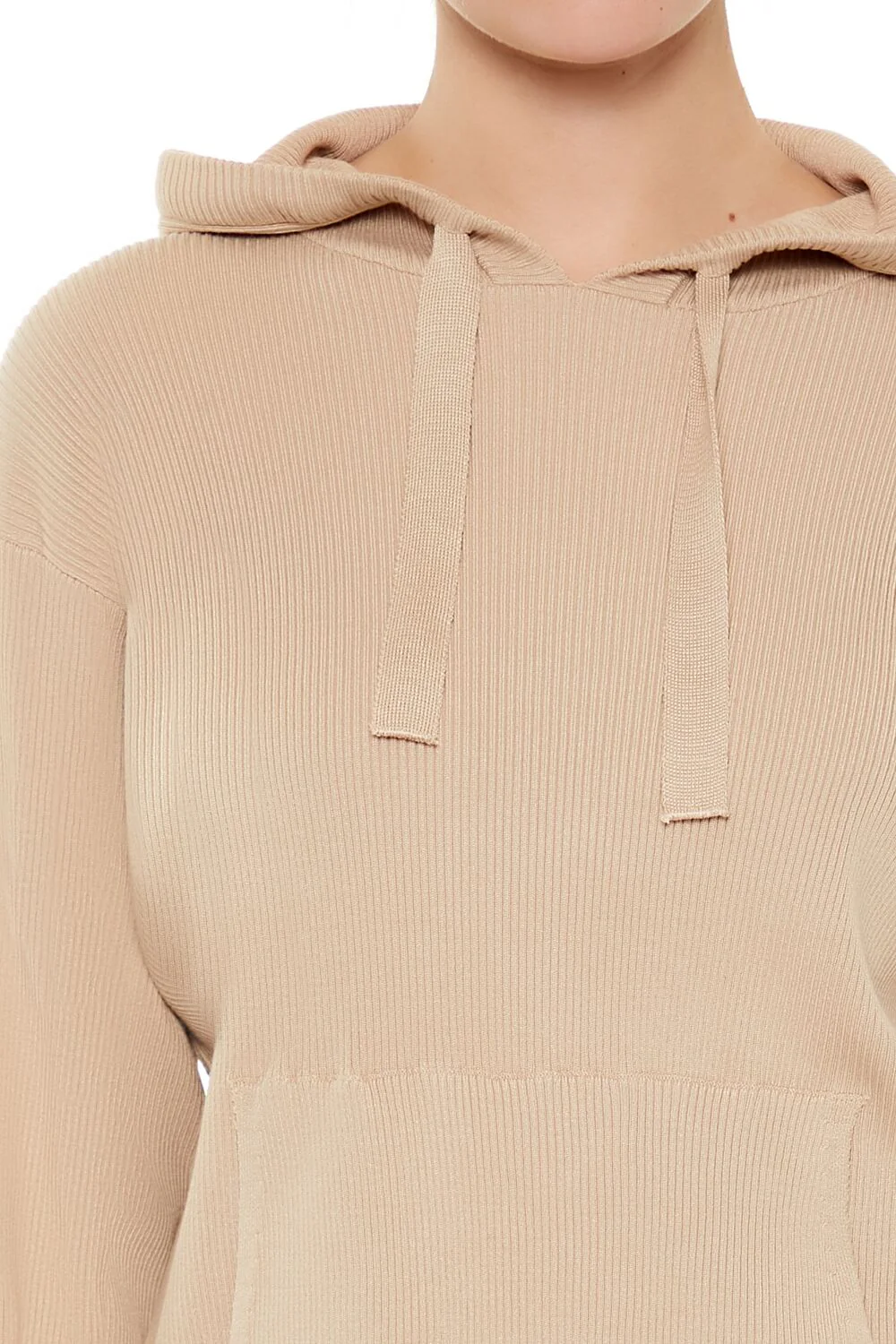 Sweater-Knit Drop-Sleeve Hoodie - Image 3