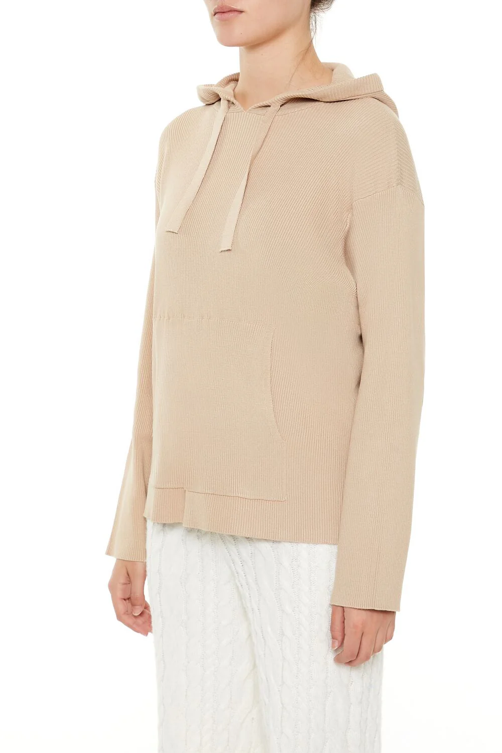 Sweater-Knit Drop-Sleeve Hoodie - Image 4