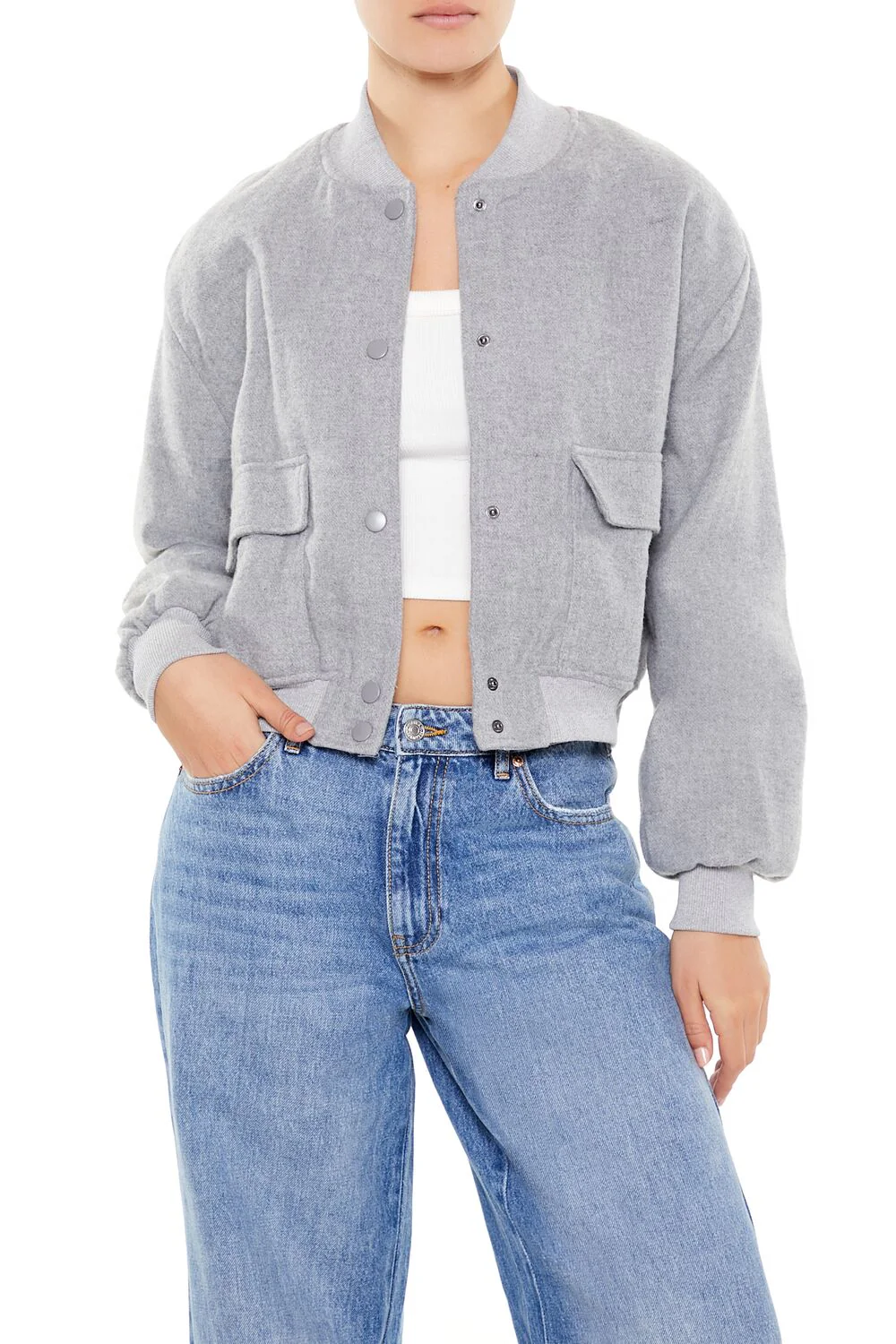 Button-Front Bomber Jacket - Image 11