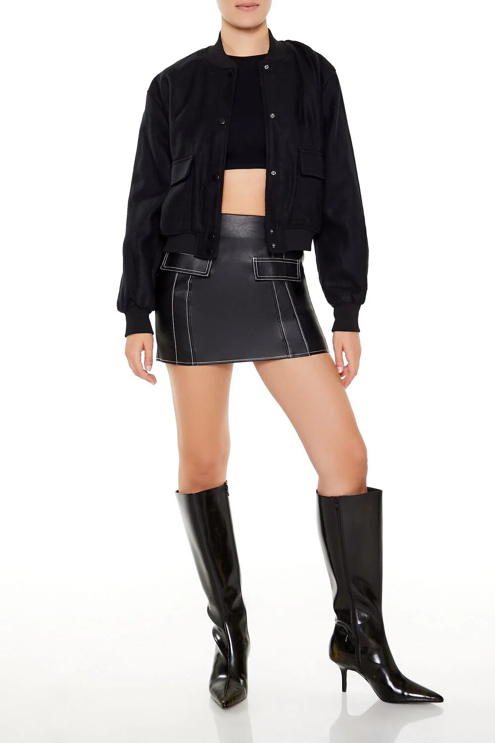 Button-Front Bomber Jacket - Image 2