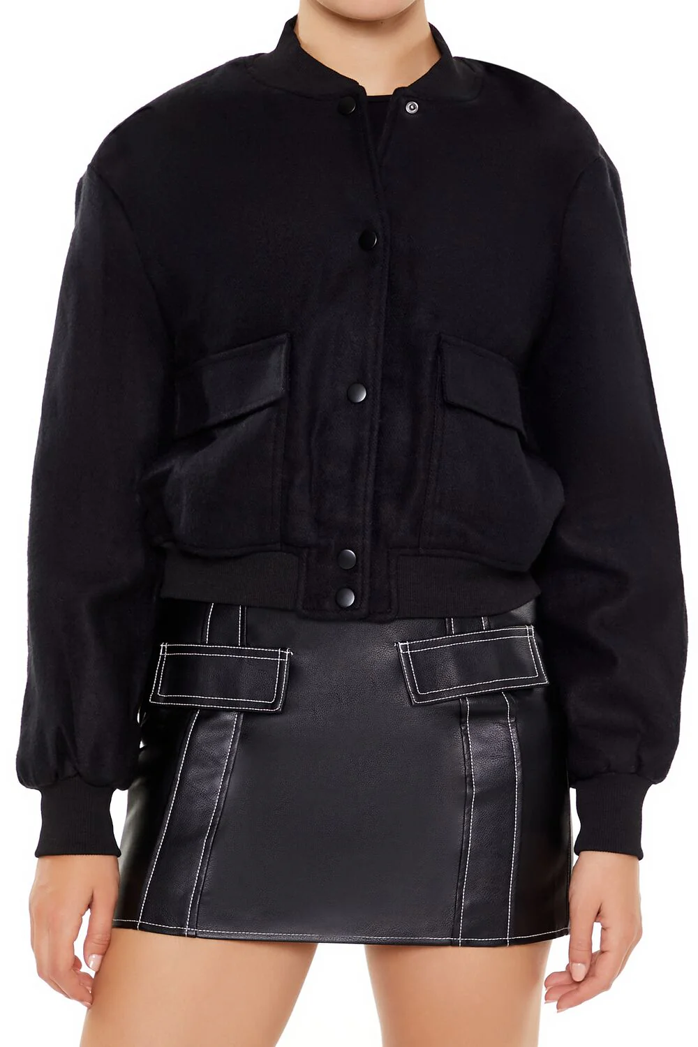 Button-Front Bomber Jacket - Image 3