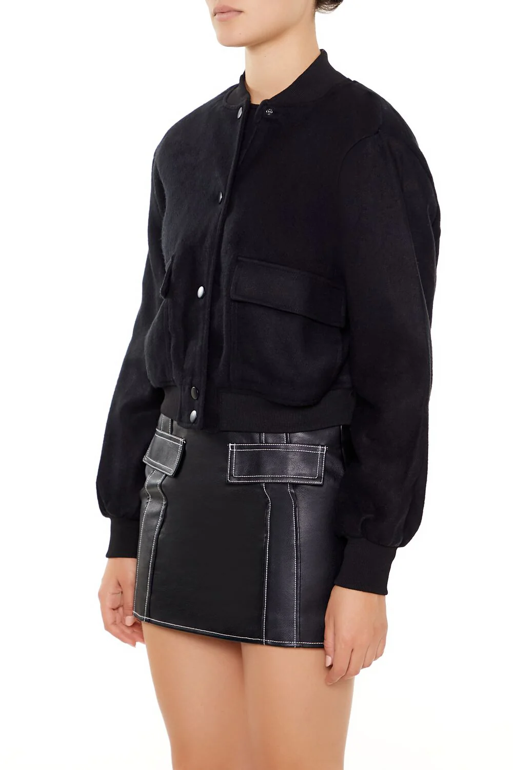 Button-Front Bomber Jacket - Image 4