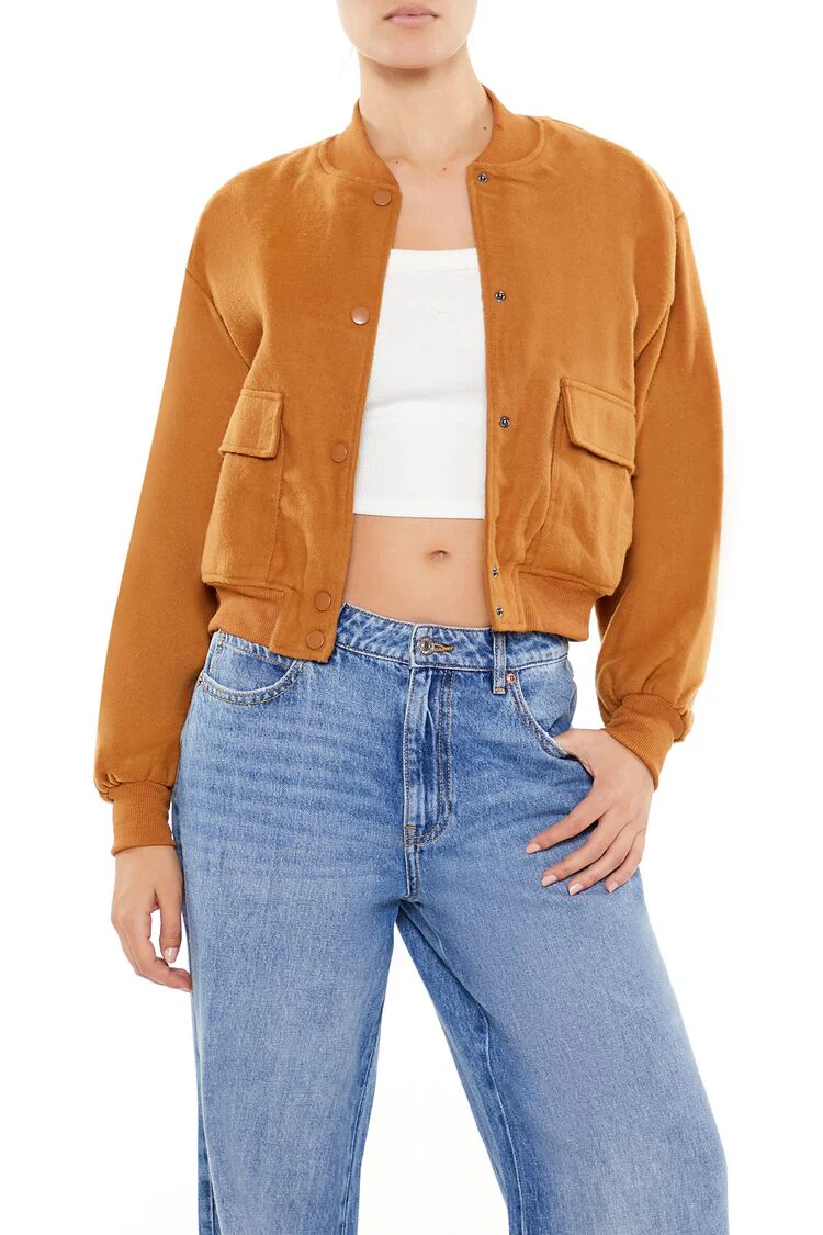 Button-Front Bomber Jacket - Image 6