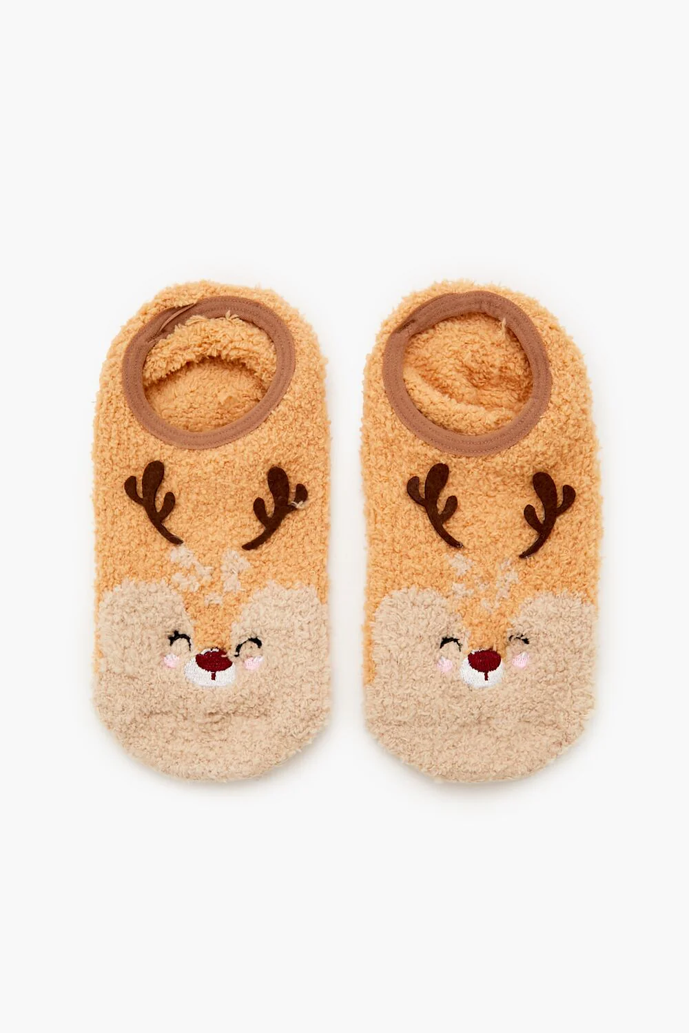 Plush Reindeer No-Show Socks - Image 2