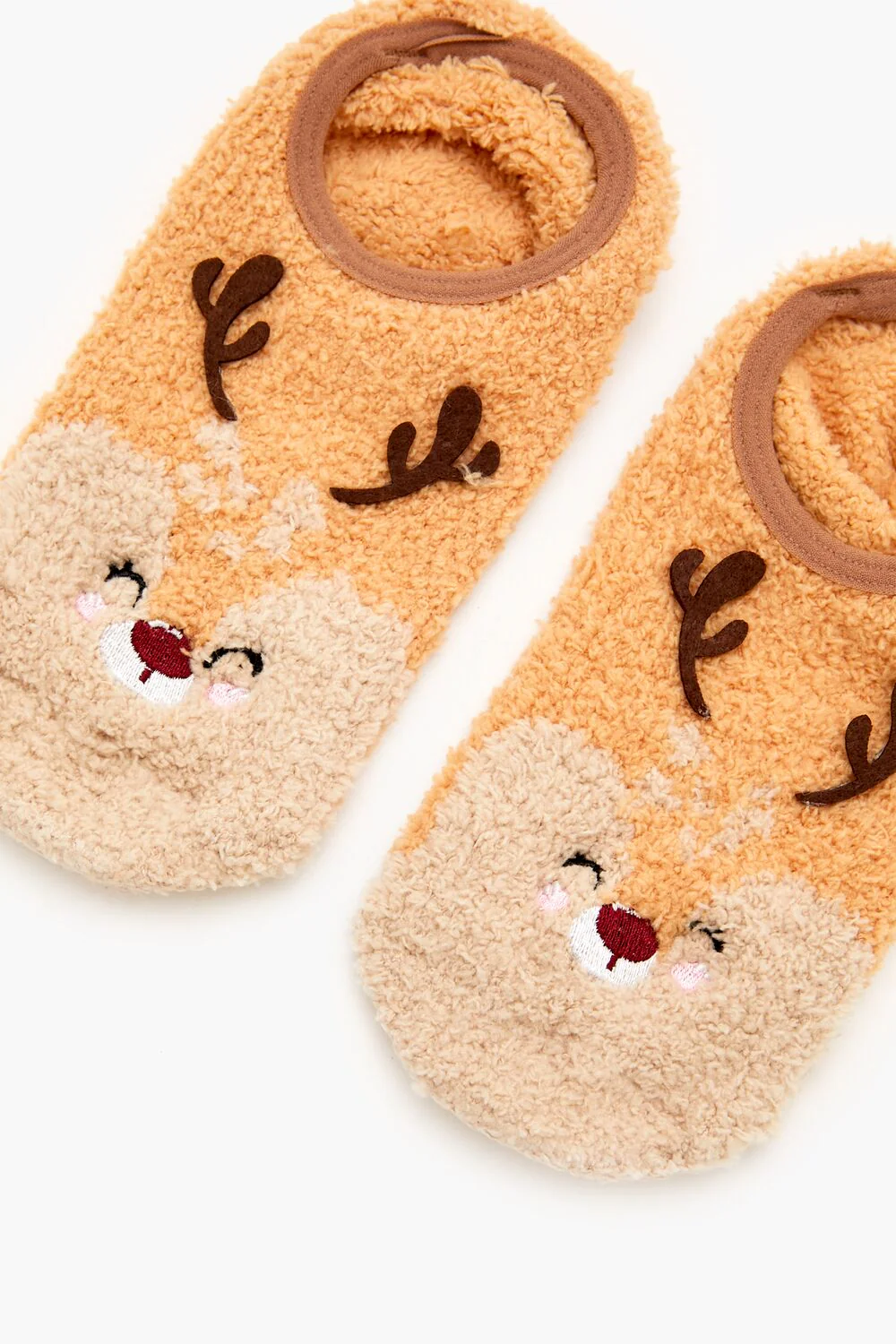 Plush Reindeer No-Show Socks - Image 3