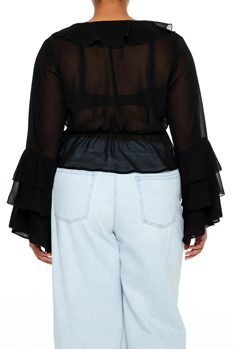 Plus Size Chiffon Ruffle-Trim Top - Image 5