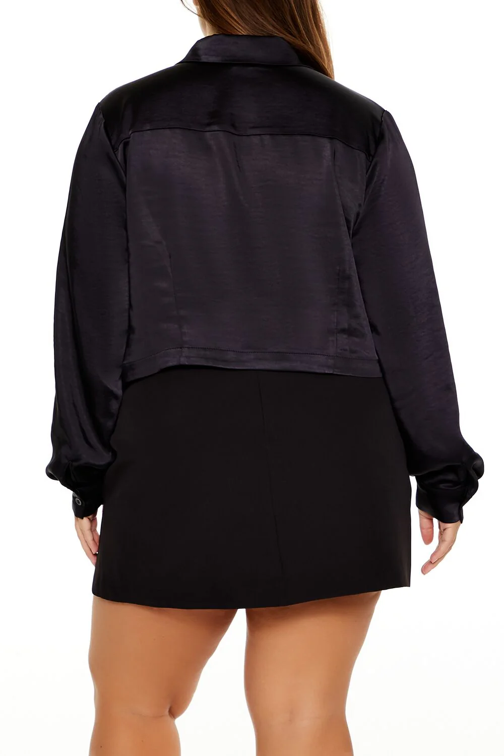 Plus Size Cropped Satin Shirt - Image 5