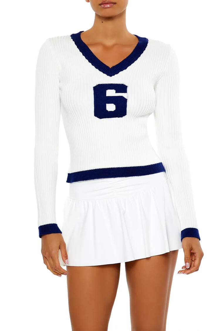 6 Graphic V-Neck Sweater - Image 6