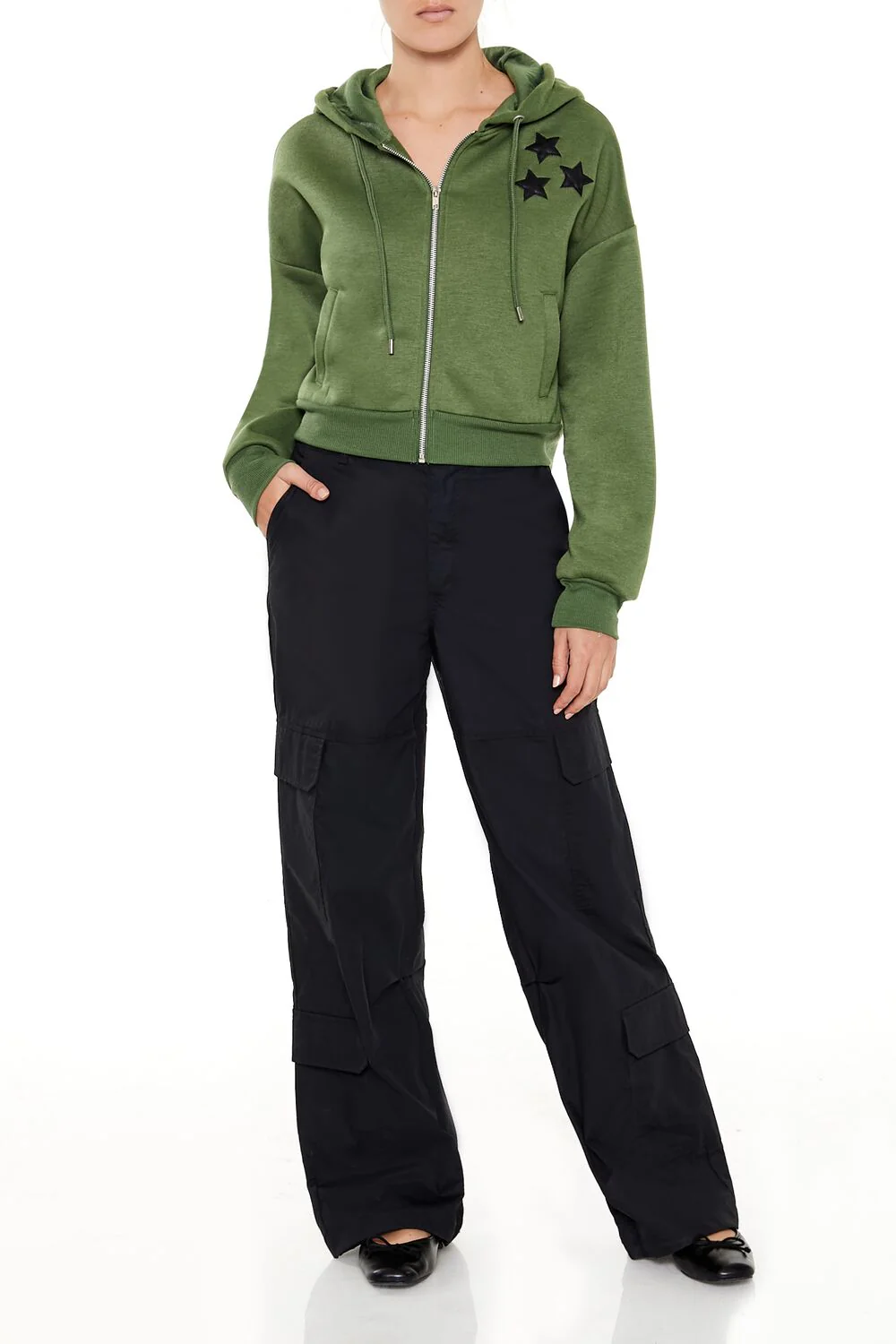 Star Patch Zip-Up Hoodie - Image 2