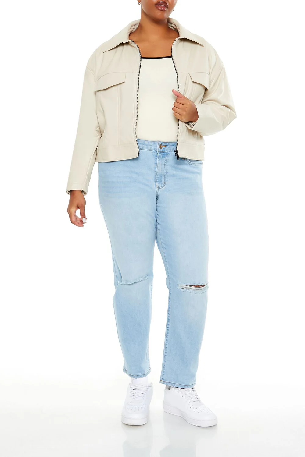 Plus Size Faux Leather Jacket - Image 2