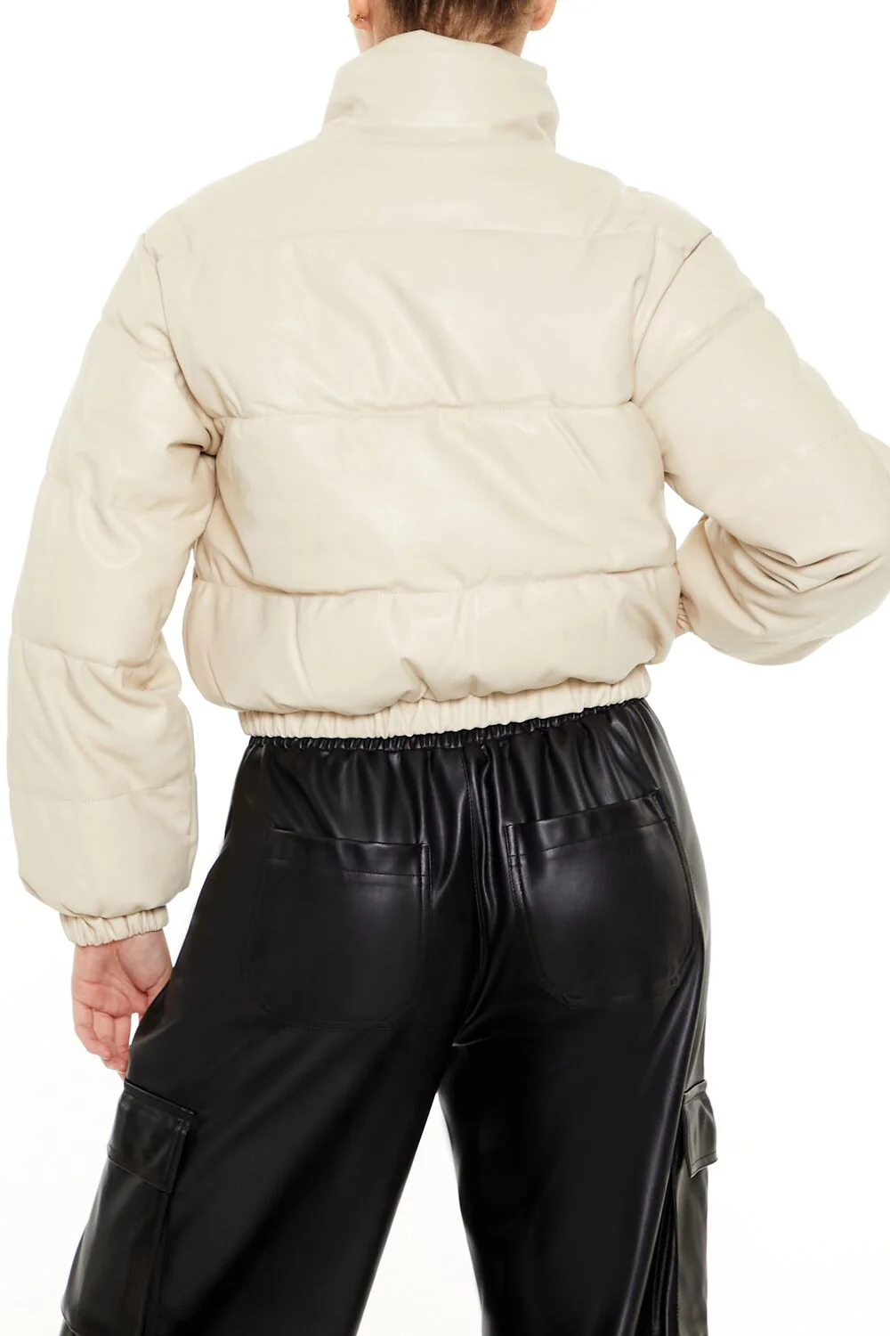 Quilted Faux Leather Bomber Jacket - Image 10
