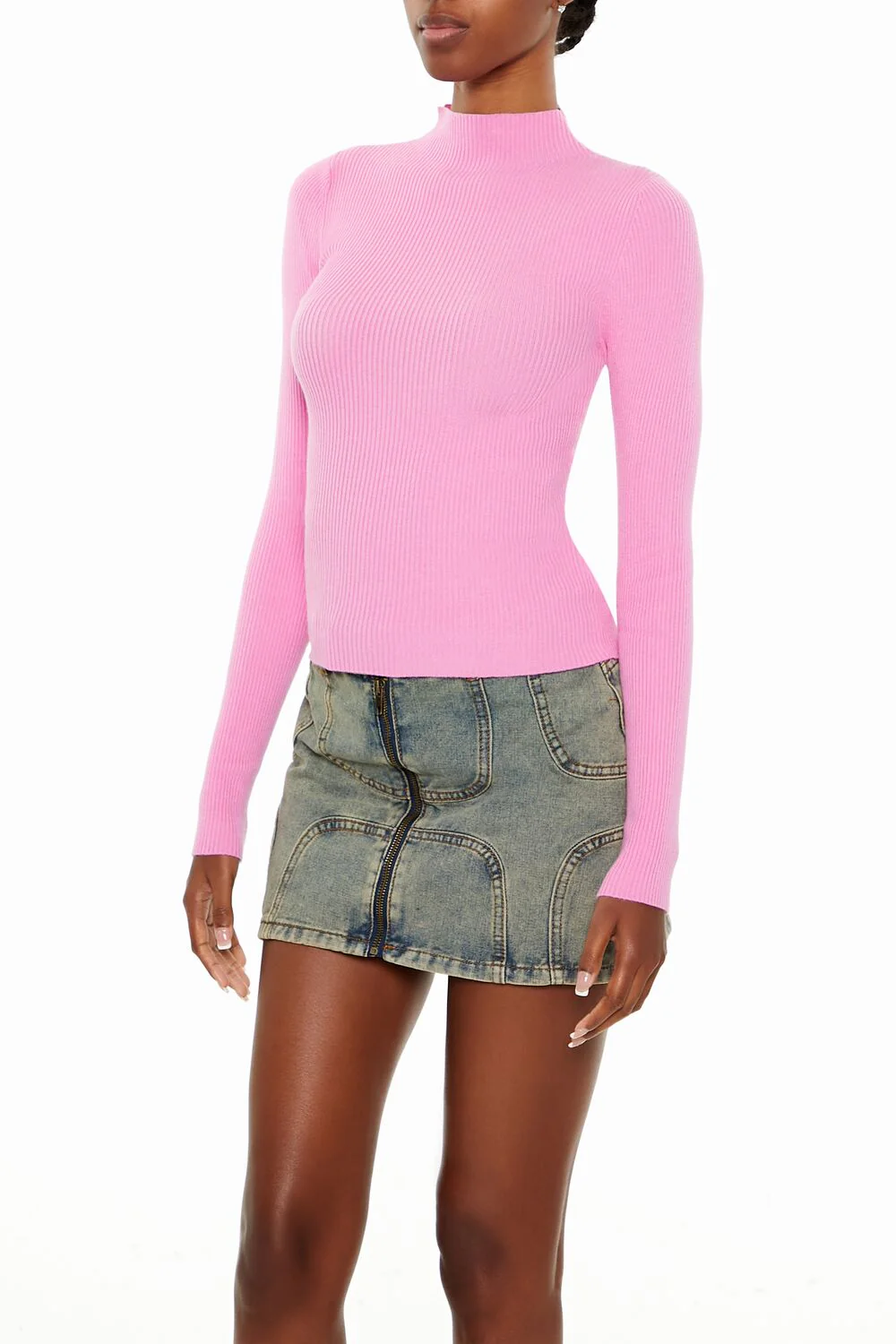 Ribbed Knit Mock Neck Sweater - Image 4