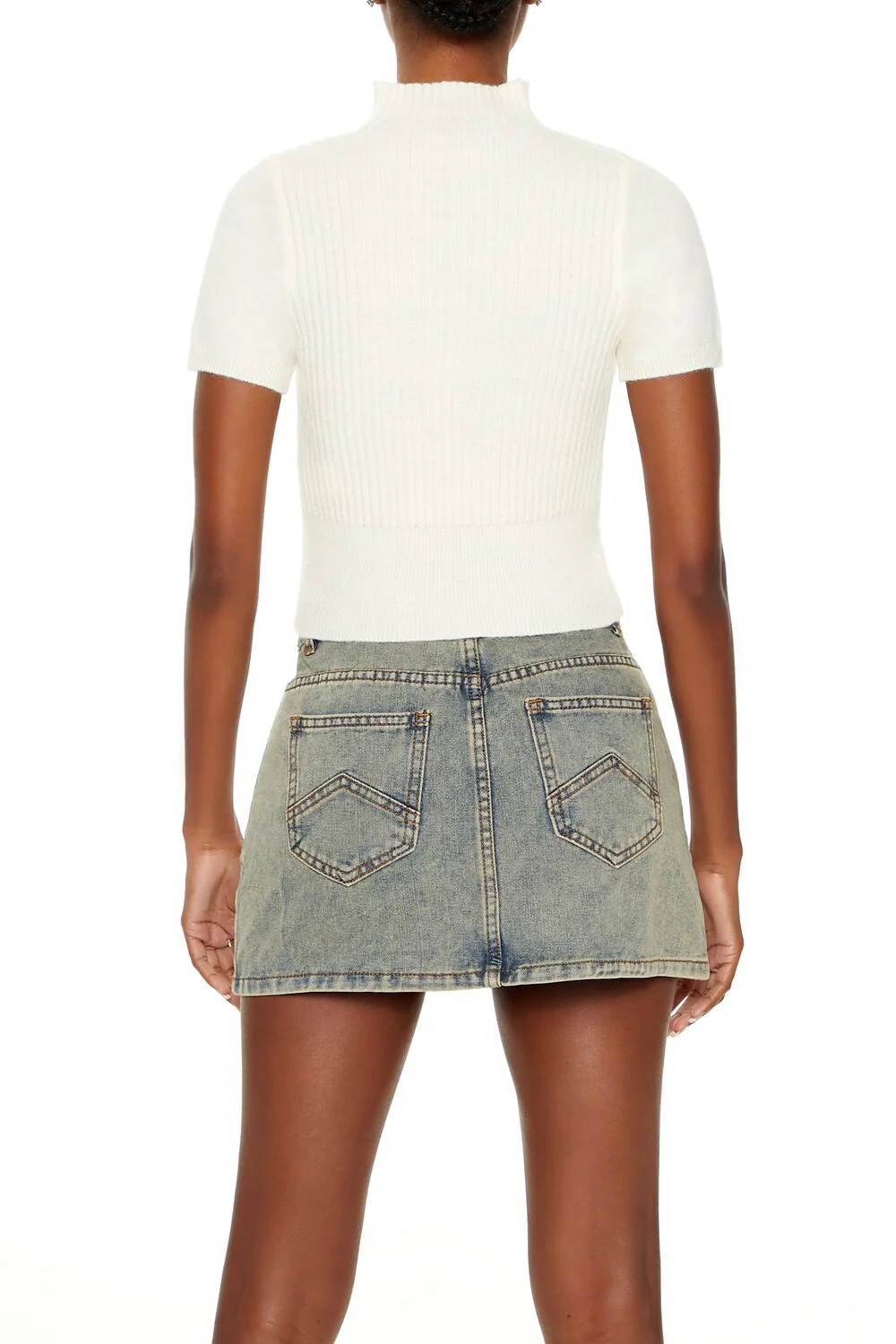 Sweater-Knit Mock Neck Crop Top - Image 10