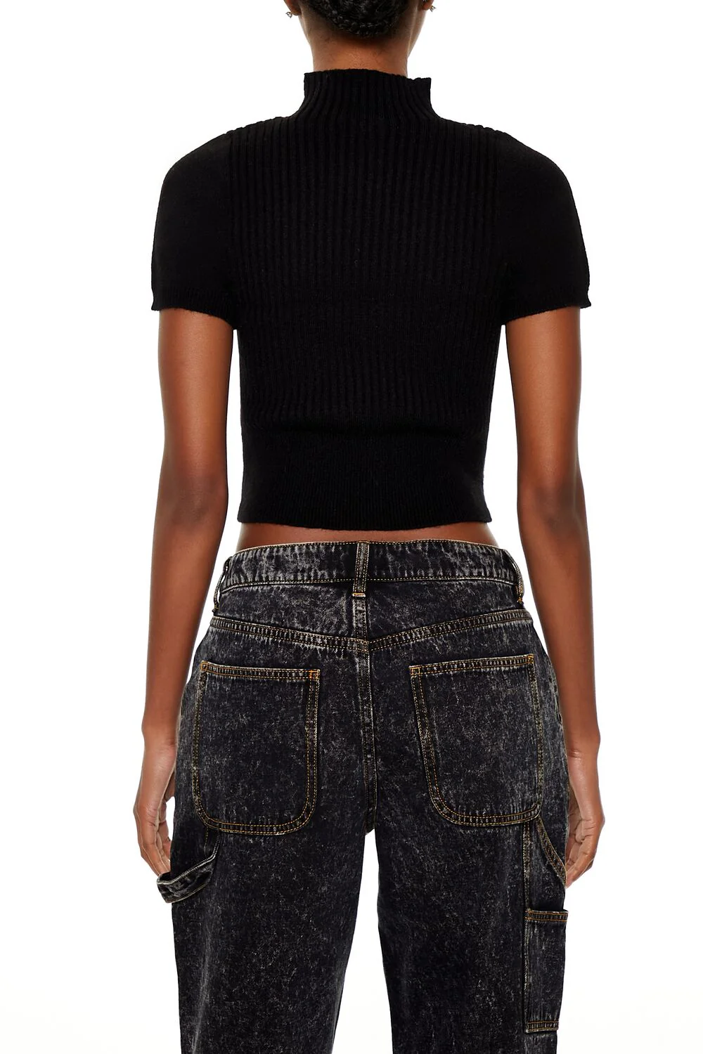 Sweater-Knit Mock Neck Crop Top - Image 5