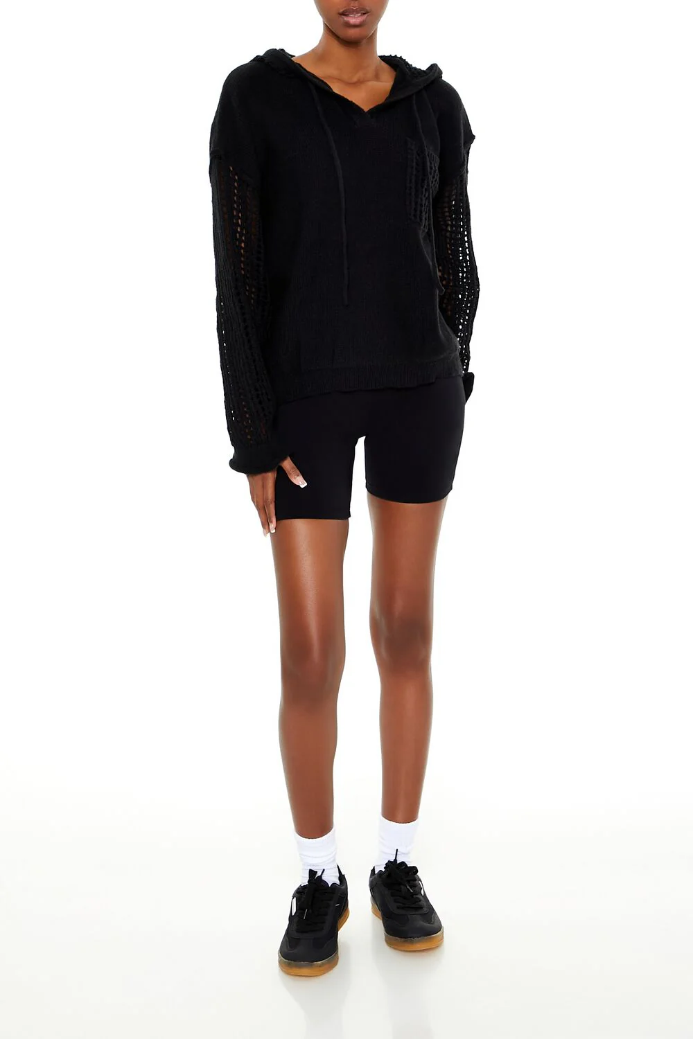 Open-Knit Netted Hoodie - Image 2