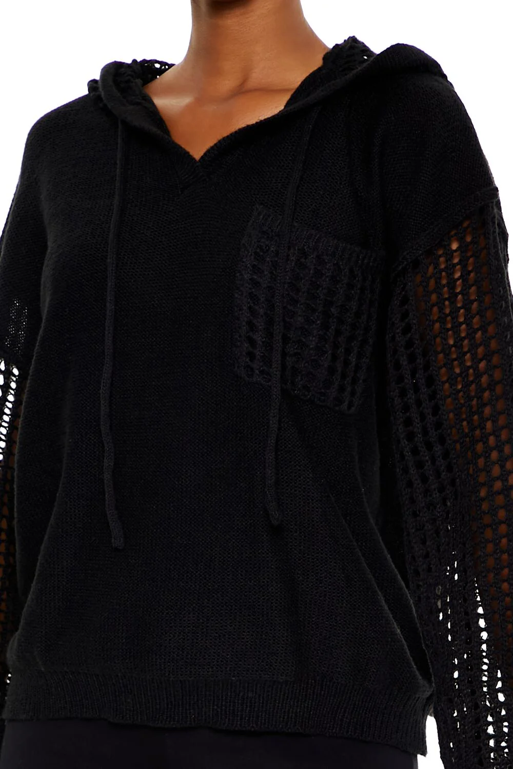 Open-Knit Netted Hoodie - Image 3