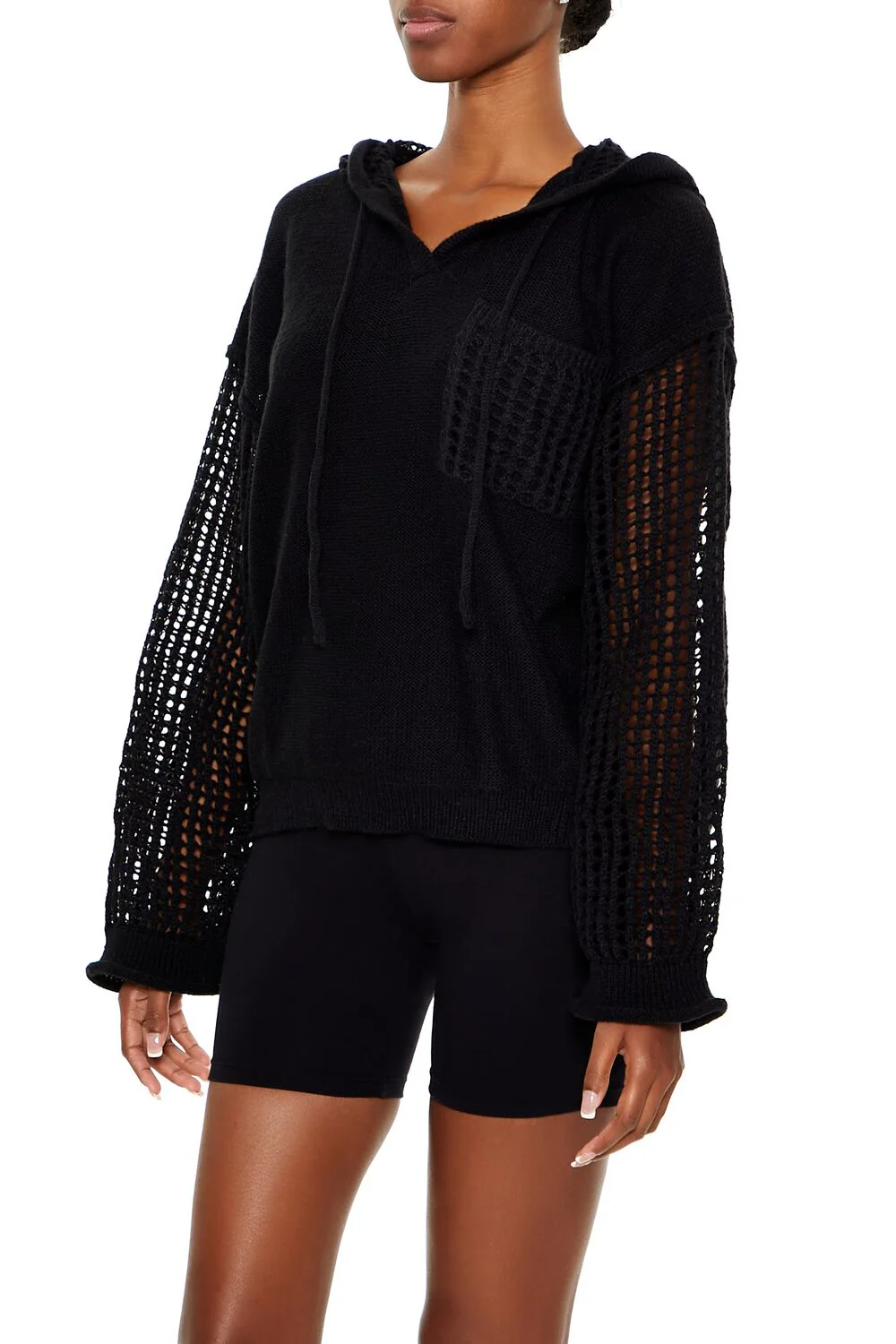Open-Knit Netted Hoodie - Image 4