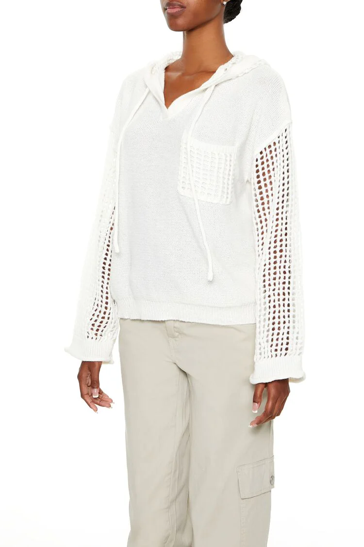 Open-Knit Netted Hoodie - Image 9