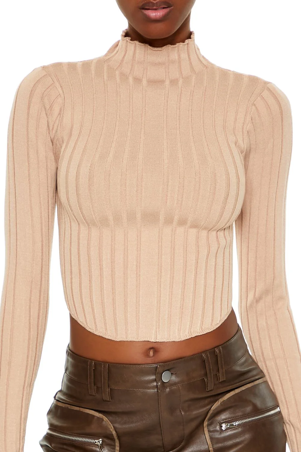 Ribbed Lettuce-Edge Crop Top - Image 3
