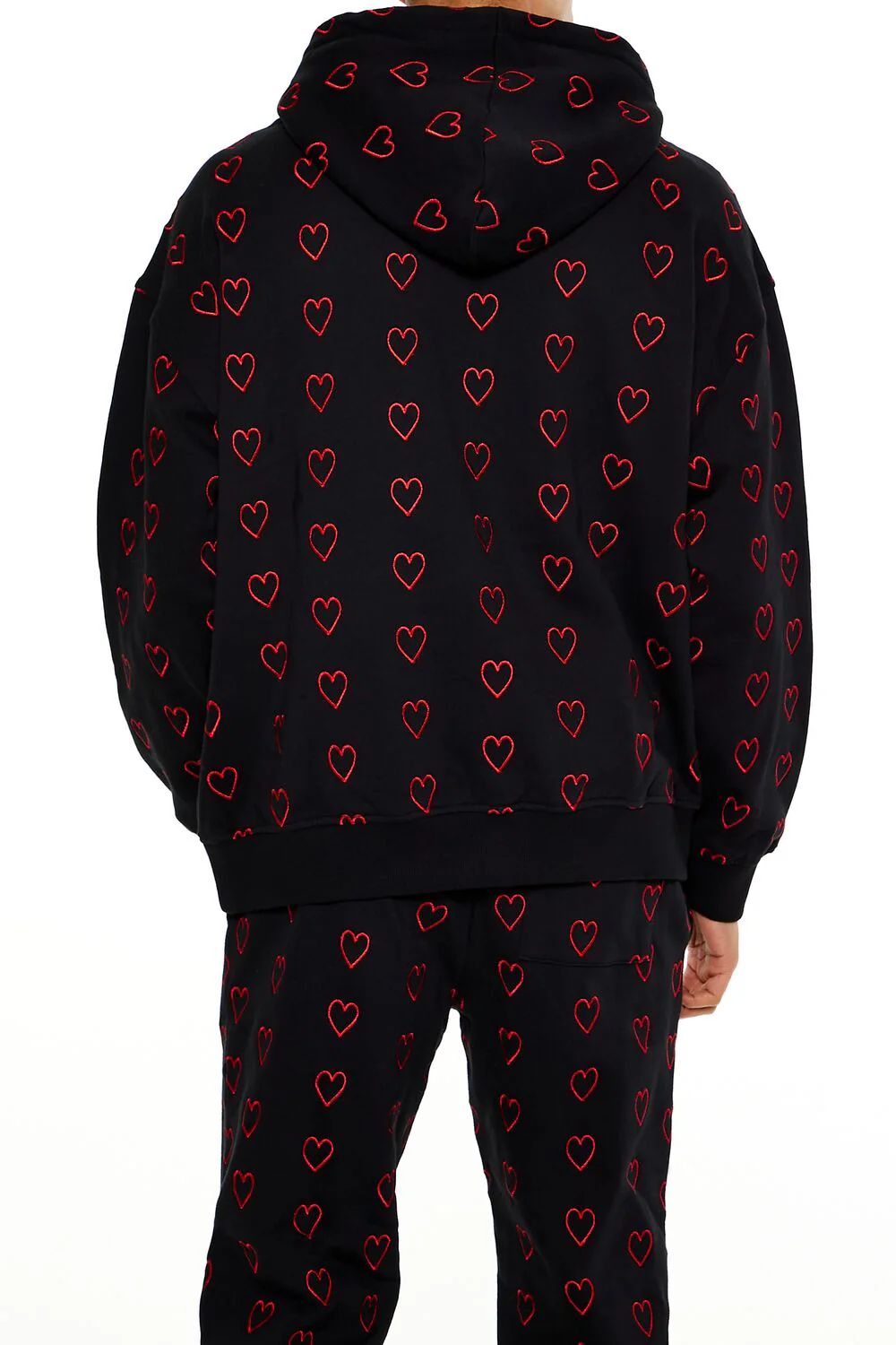 Heart Embroidered Drawstring Hoodie - Image 5