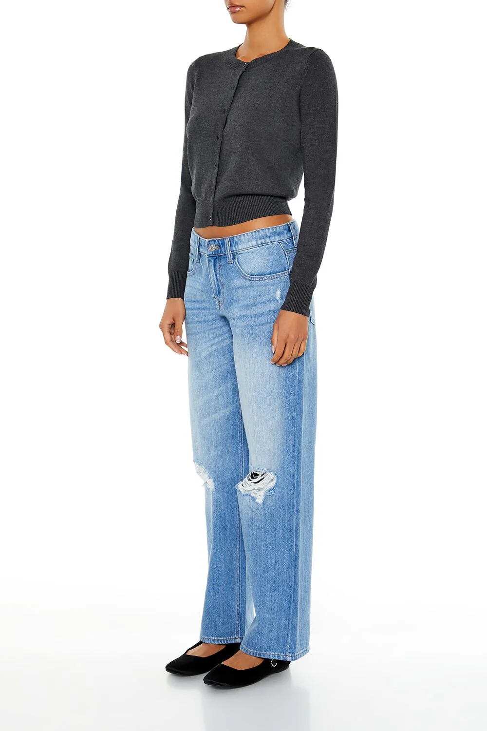 Distressed Low-Rise Straight Jeans - Image 3