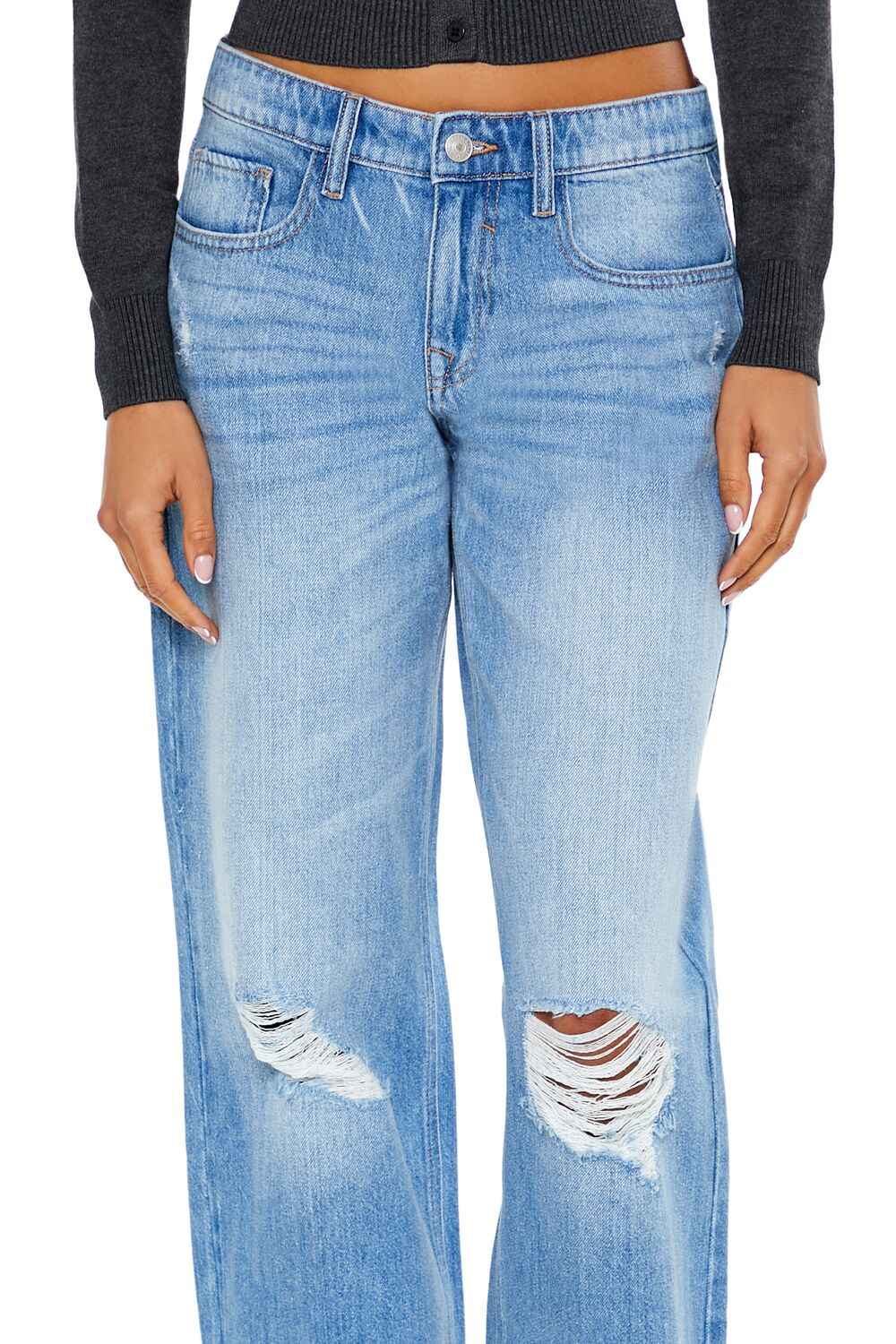 Distressed Low-Rise Straight Jeans - Image 5