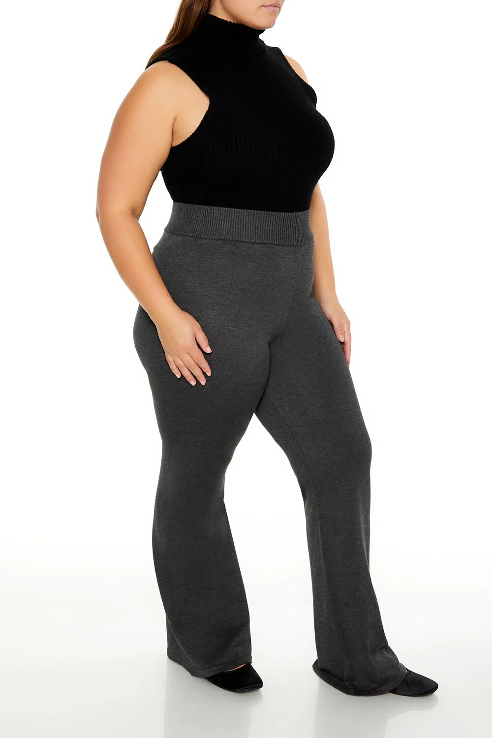 Plus Size Sweater-Knit Flare Pants - Image 2