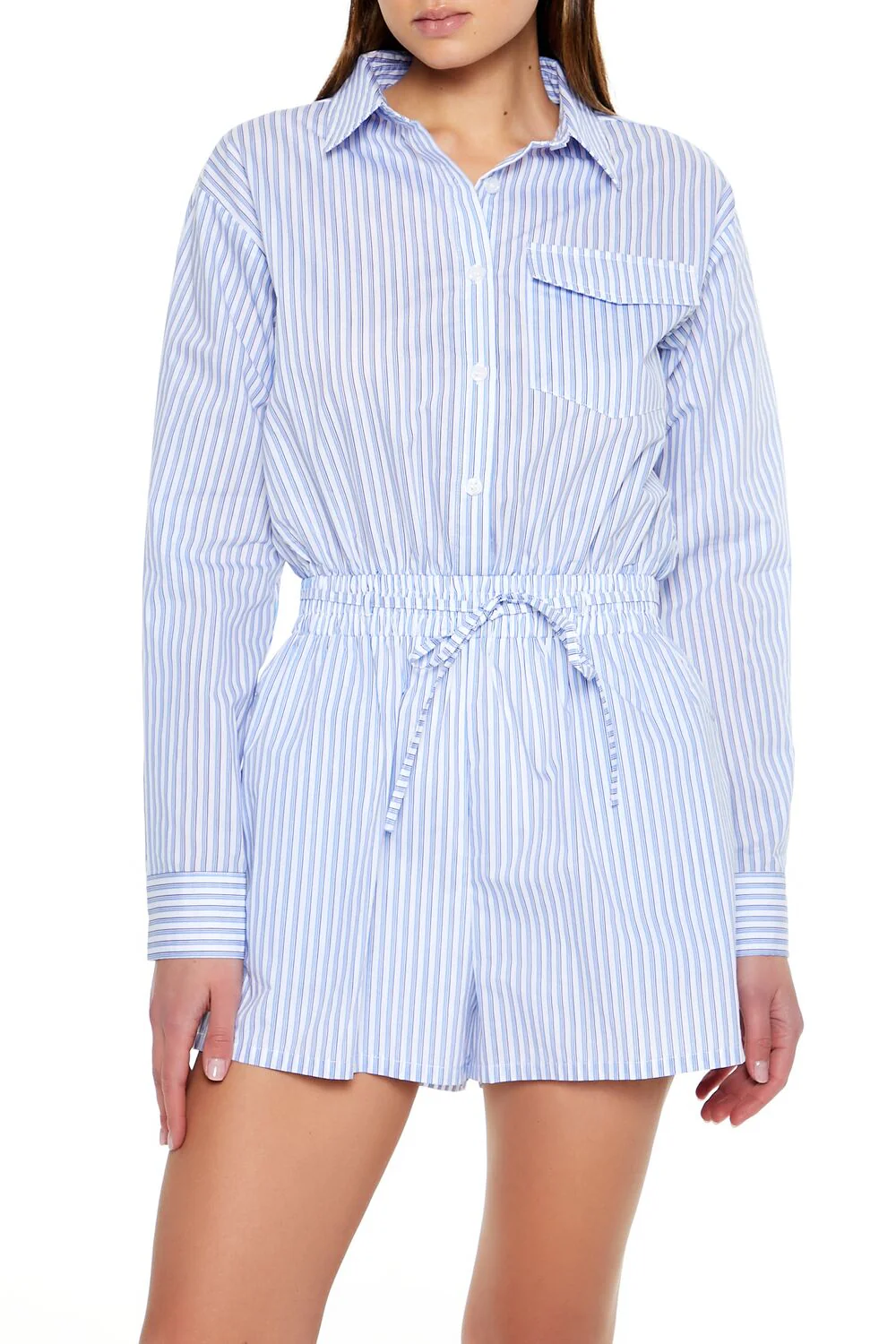 Striped Shirt Romper - Image 2