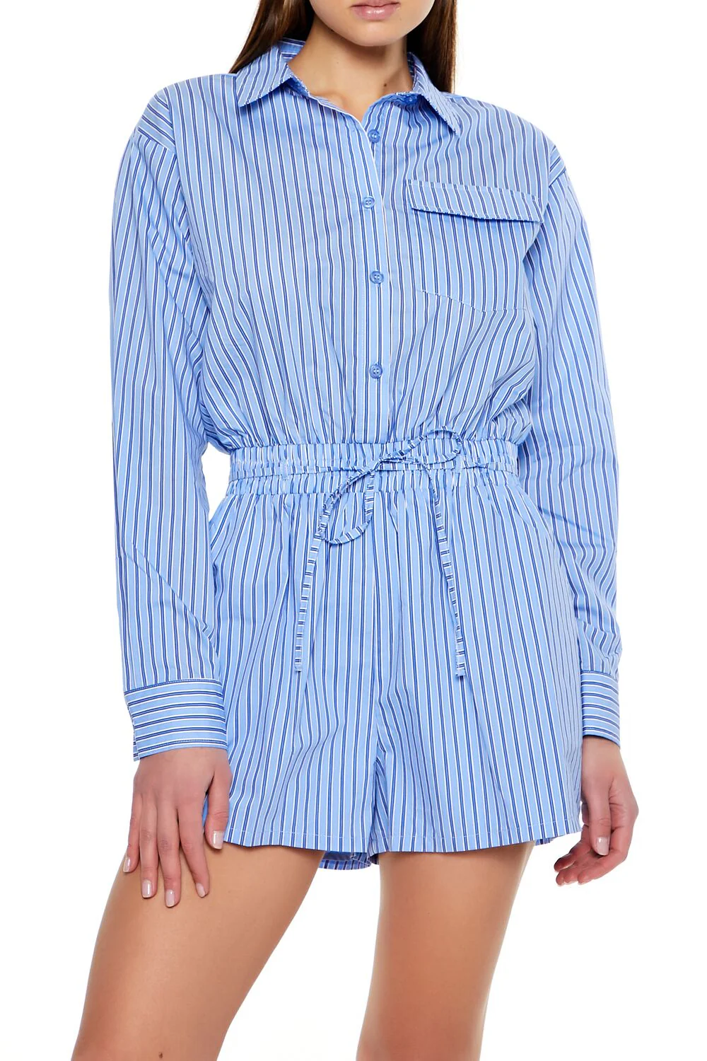 Striped Shirt Romper - Image 7