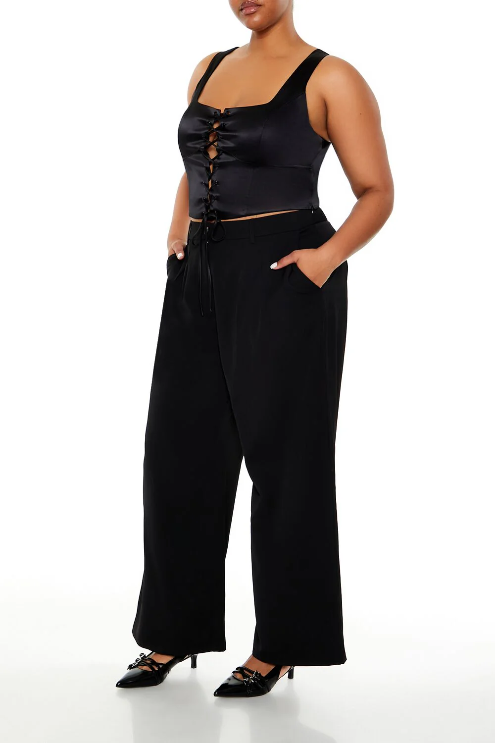 Plus Size Wide-Leg Trouser Pants - Image 3