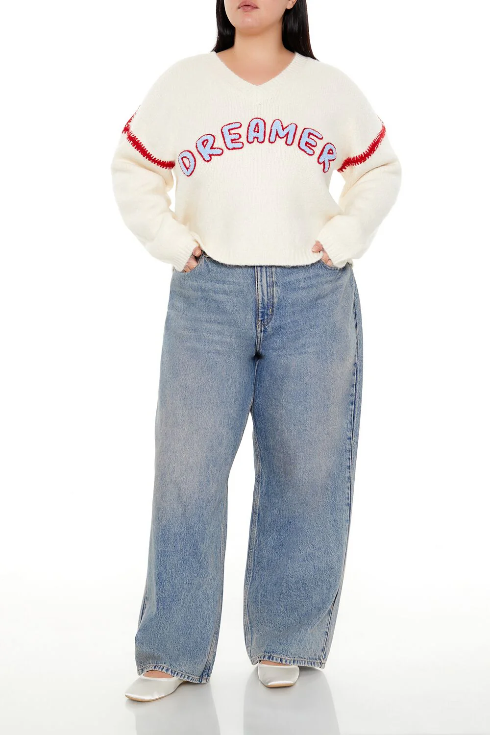 Plus Size Dreamer Fuzzy Knit Sweater - Image 2