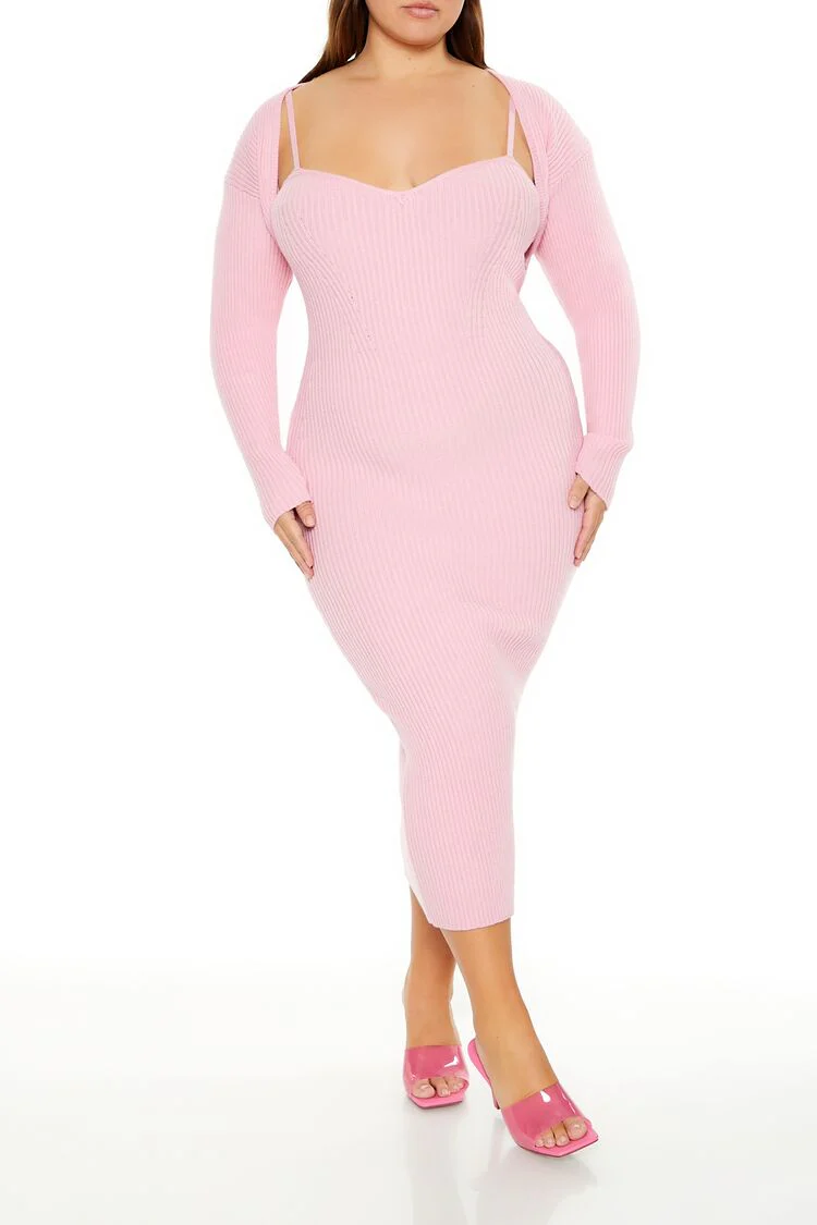 Plus Size Shrug & Sweater Dress Set - Image 2