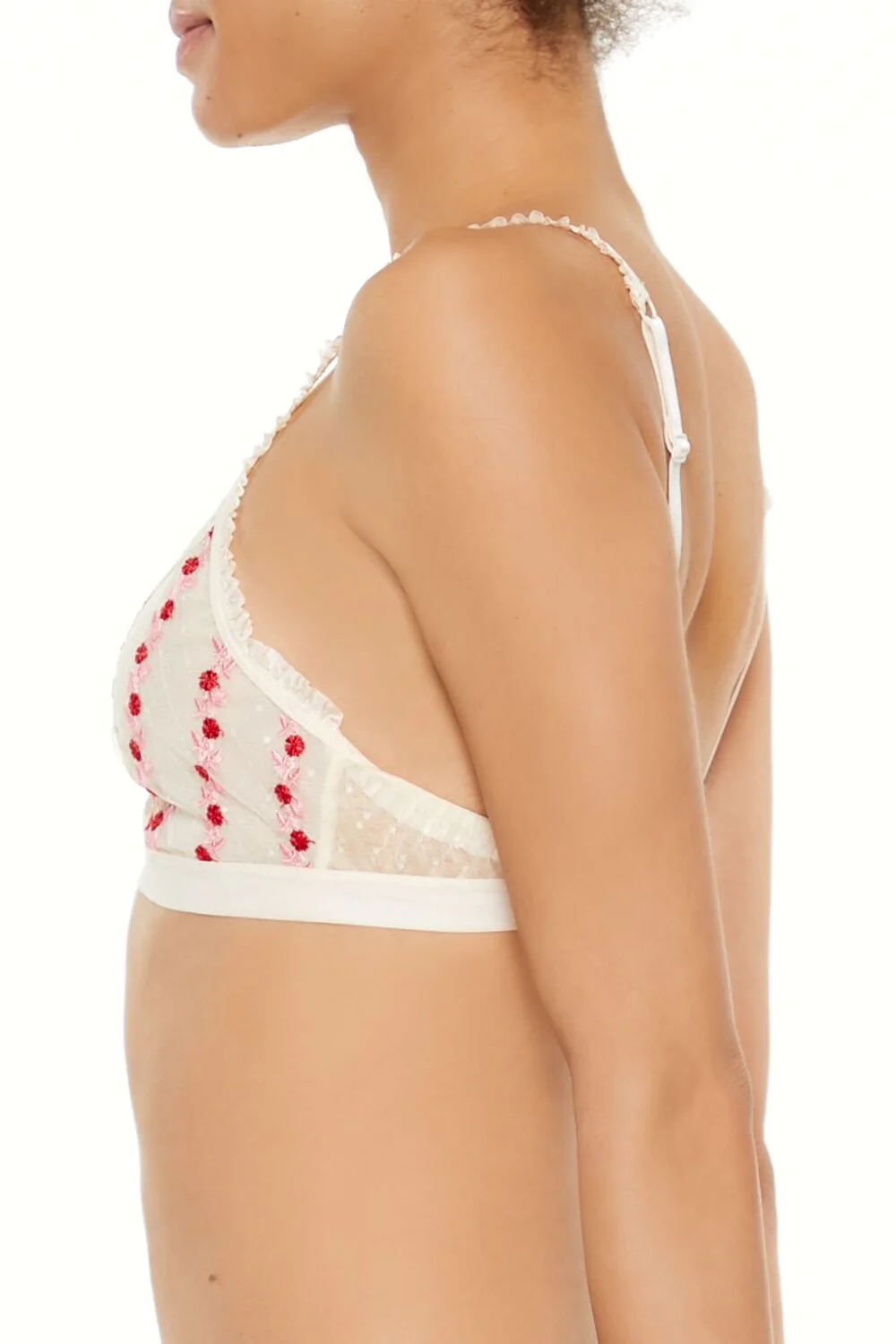 Sheer Floral Ruffle Bralette - Image 4