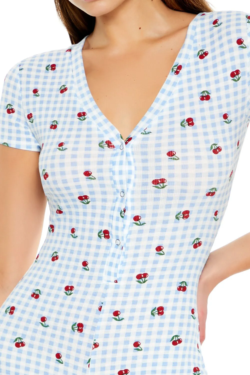 Gingham Cherry Pajama Romper - Image 5