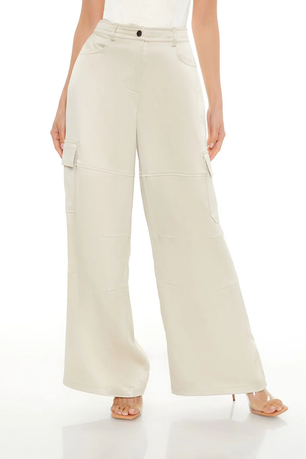 Satin Wide-Leg Cargo Pants - Image 2
