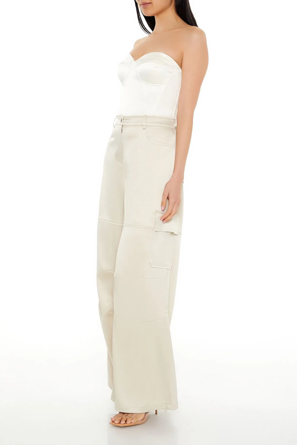 Satin Wide-Leg Cargo Pants - Image 3