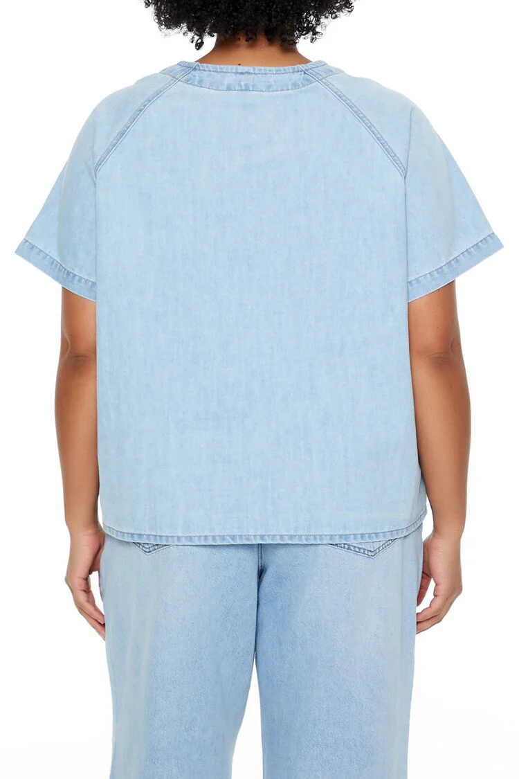 Plus Size Baby Denim Baseball Top - Image 5