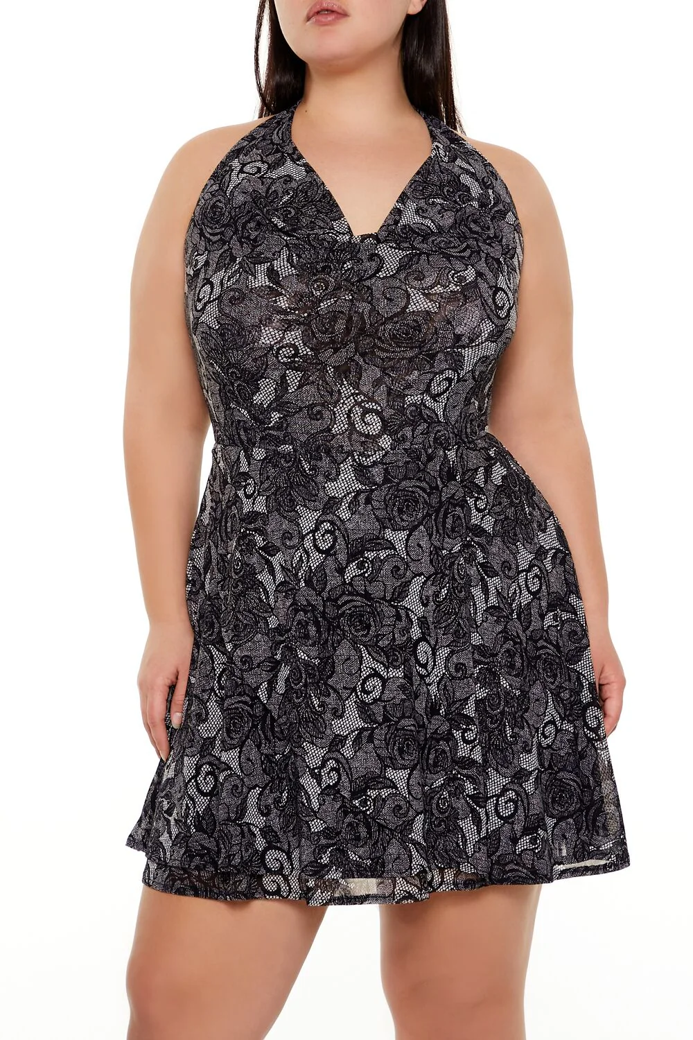 Plus Size Floral Lace Mini Dress - Image 2