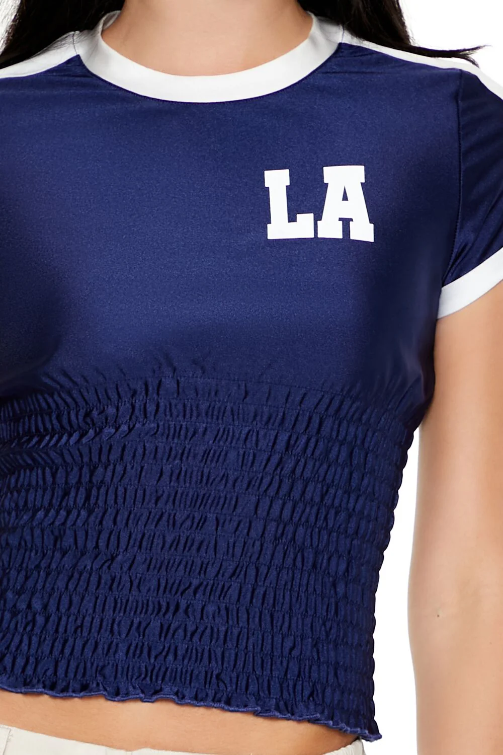 Smocked Ringer LA Cropped Tee - Image 3