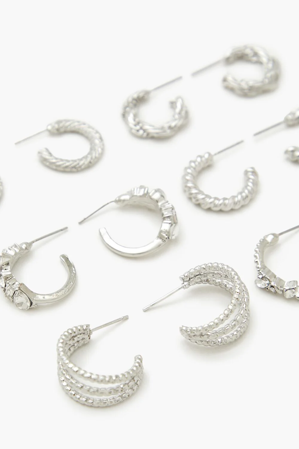 Twisted Rhinestone Hoop Earring Set - Image 3