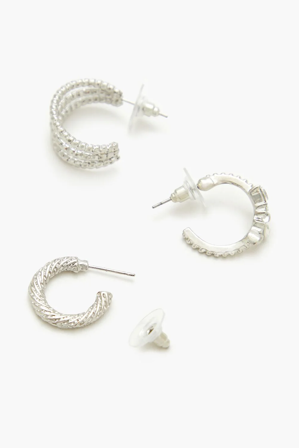 Twisted Rhinestone Hoop Earring Set - Image 4