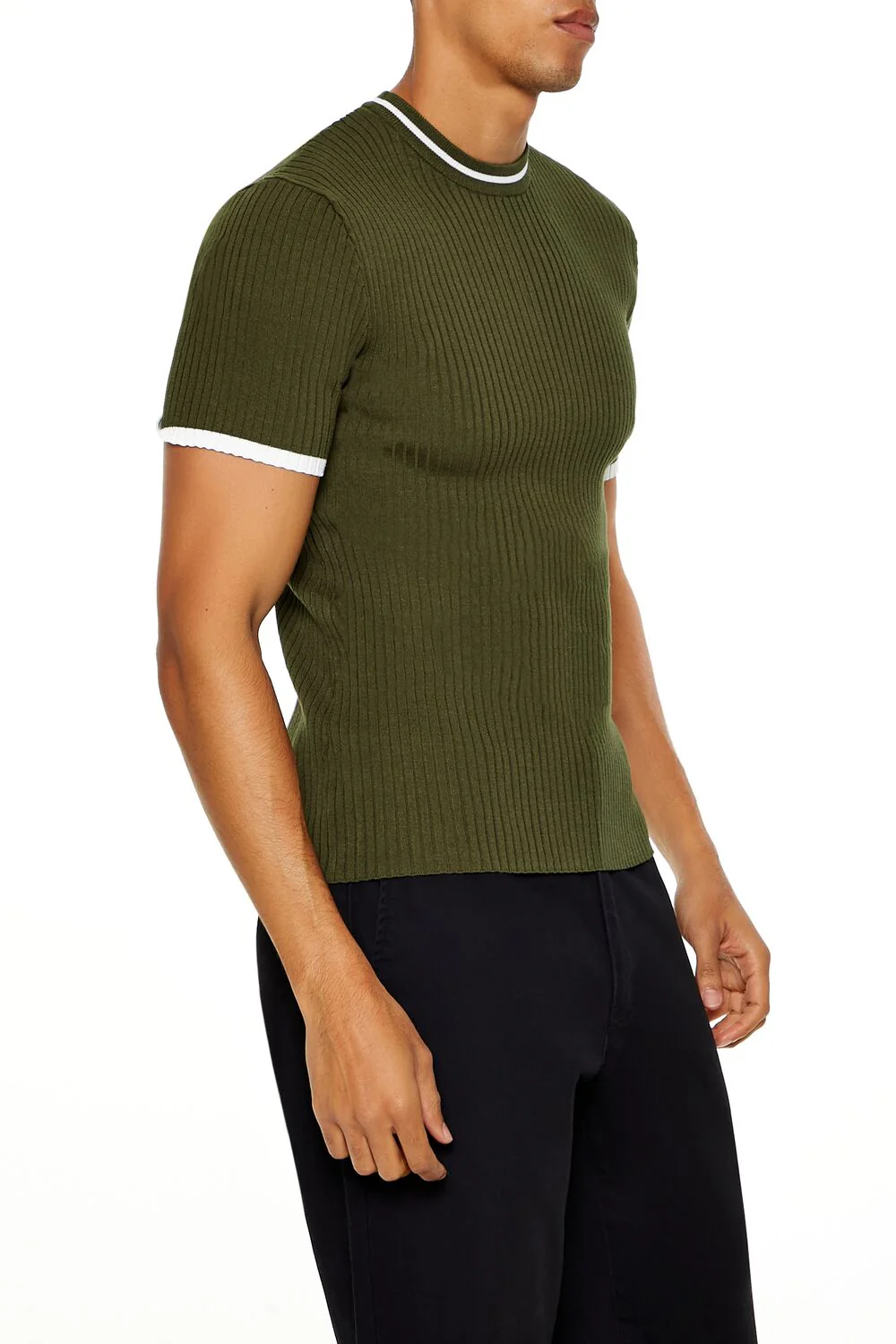 Sweater-Knit Ringer Tee - Image 4