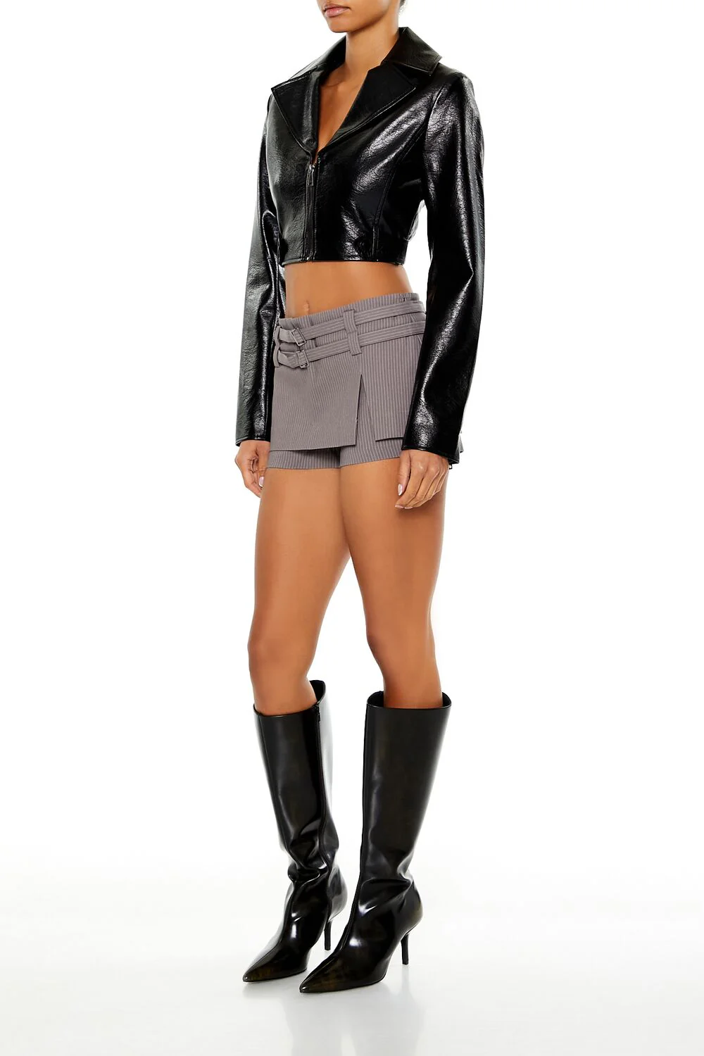 Buckled Pinstriped Micro Mini Skort - Image 3