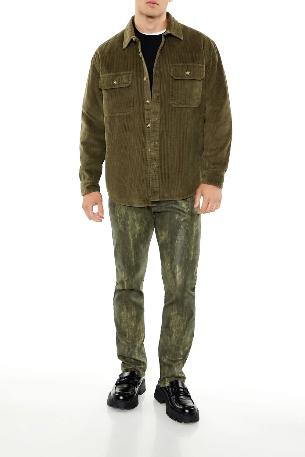 Corduroy Curved-Hem Shirt - Image 2