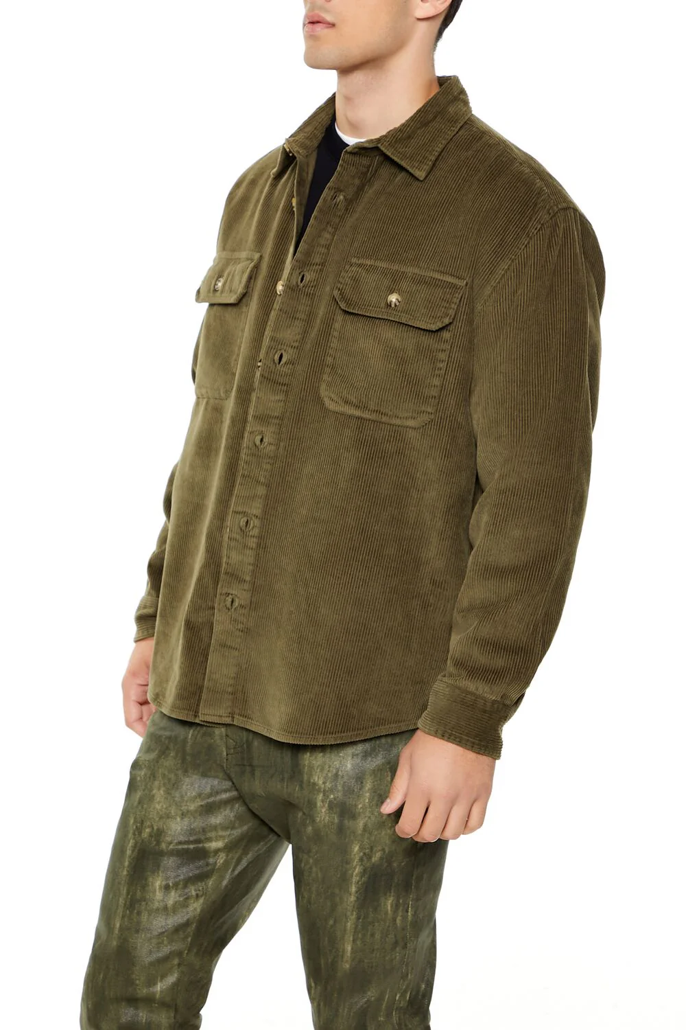 Corduroy Curved-Hem Shirt - Image 4