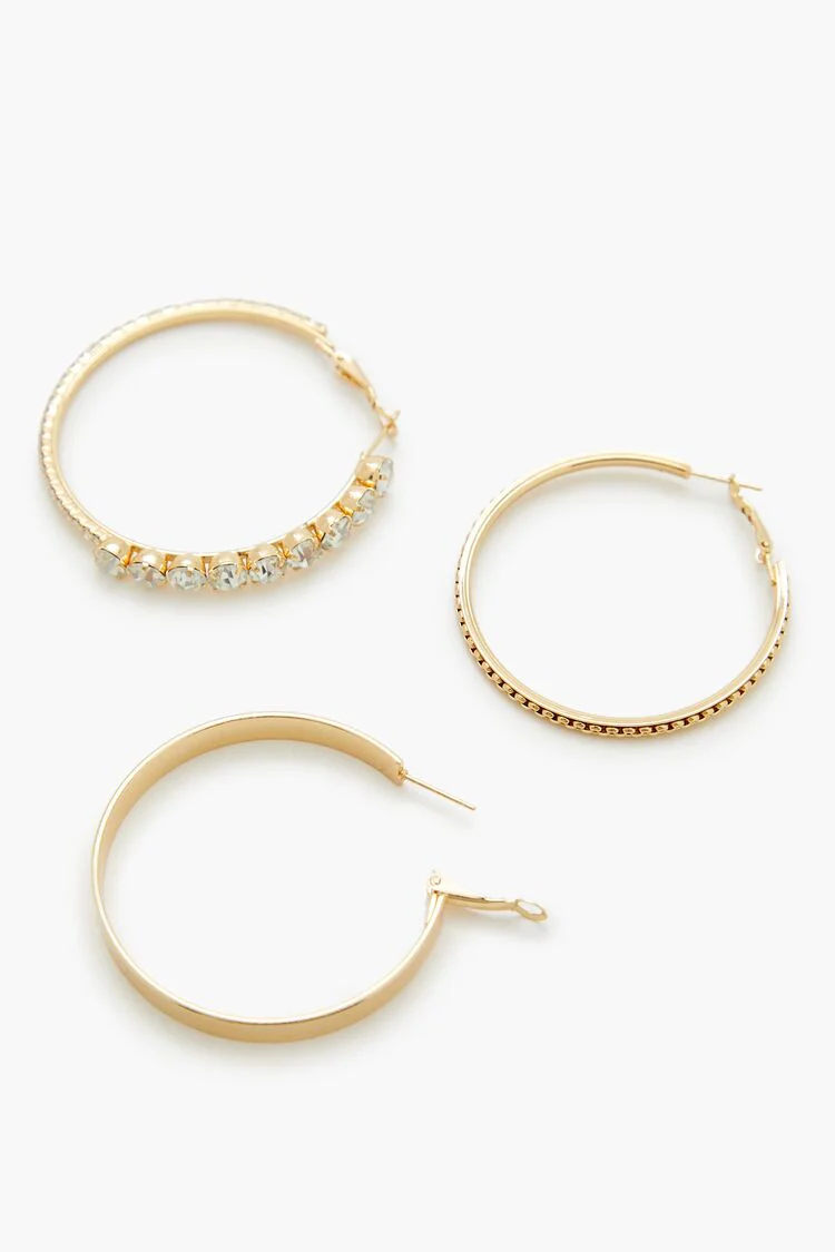 Etched Rhinestone Hoop Earrings - Image 3