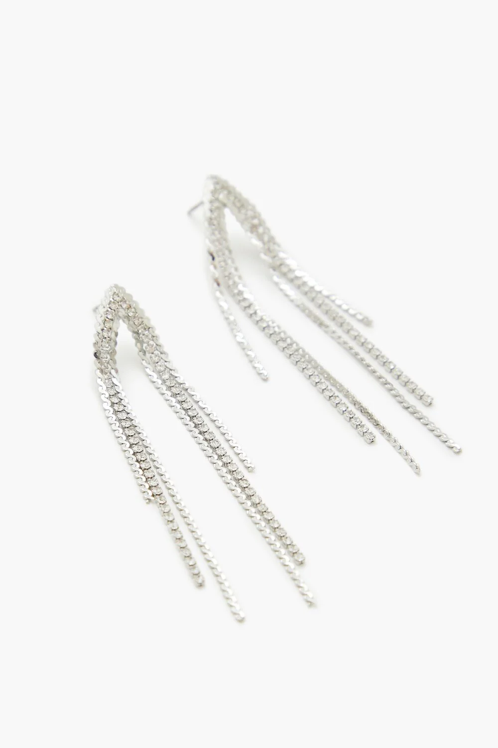 Rhinestone Box Chain Drop Earrings - Image 2