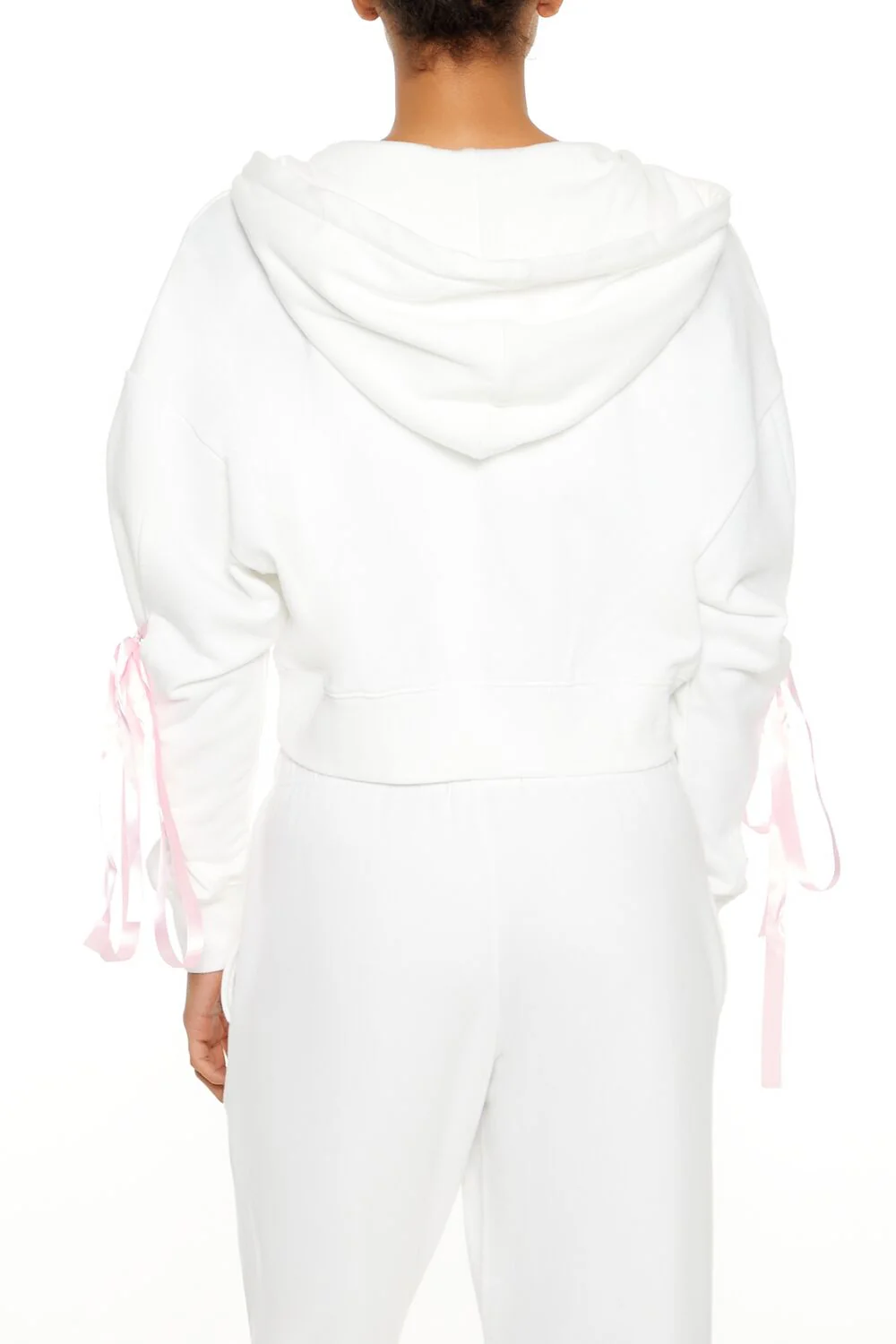 Lace-Up Bow Cropped Zip-Up Hoodie - Image 5
