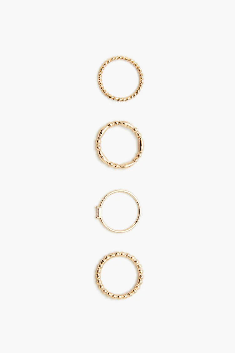 Twisted Faux Gem Ring Set - Image 3