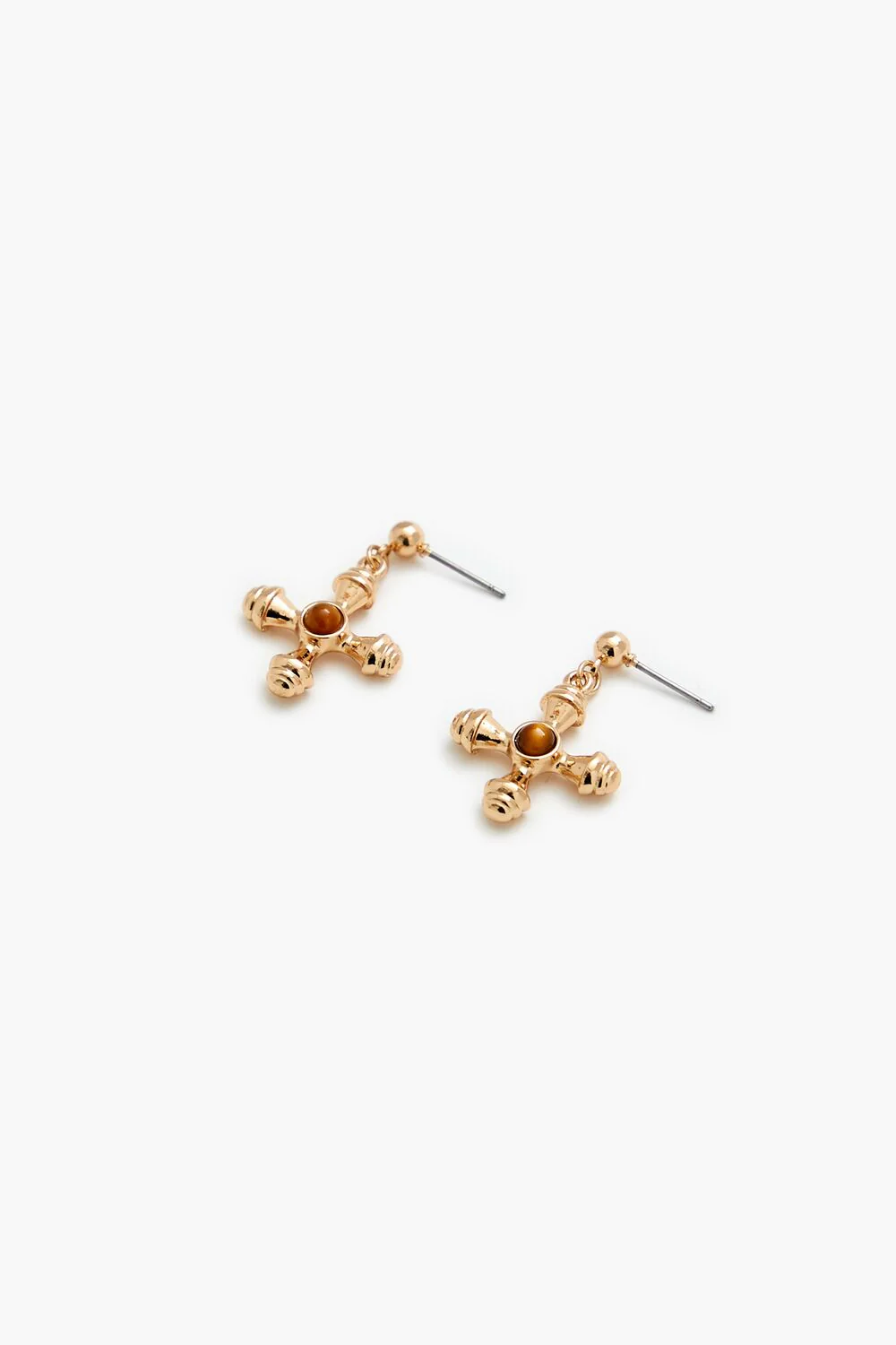 Faux Stone Cross Drop Earrings - Image 2